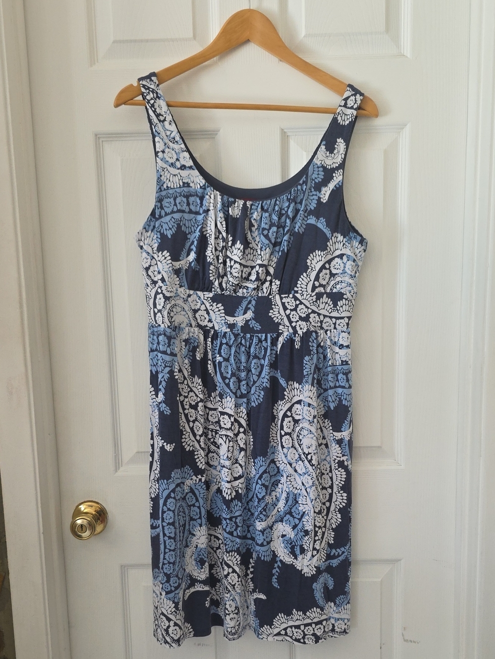 Merona Blue And White Paisley Dress Size L